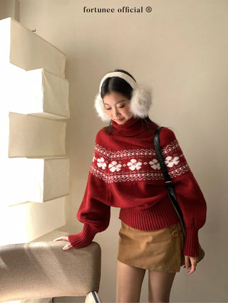 fairisle cherry red sweater