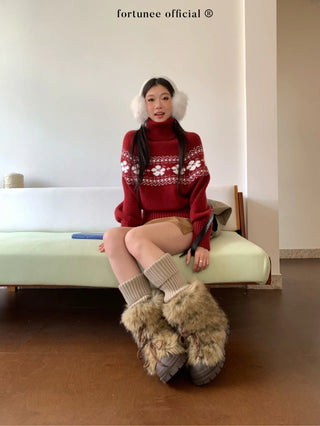 fairisle cherry red sweater