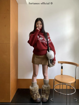 fairisle cherry red sweater