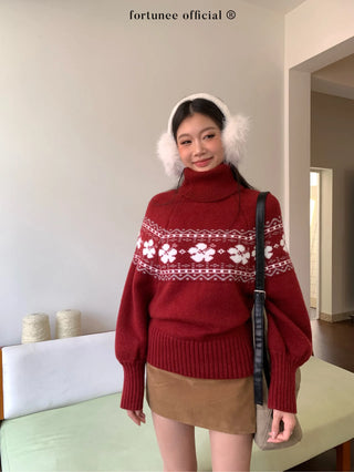 fairisle cherry red sweater
