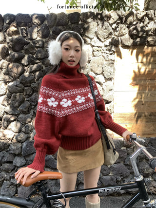 fairisle cherry red sweater