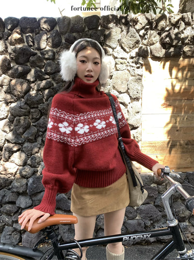 fairisle cherry red sweater