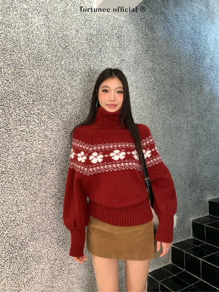 fairisle cherry red sweater
