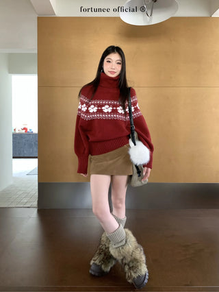 fairisle cherry red sweater