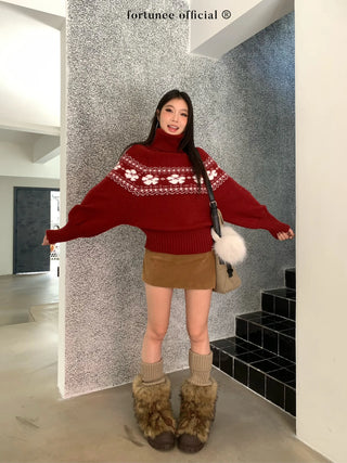 fairisle cherry red sweater