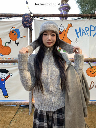 variegated zipper sweater