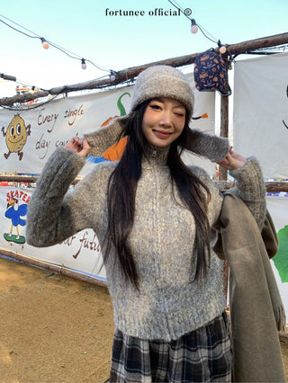 variegated zipper sweater