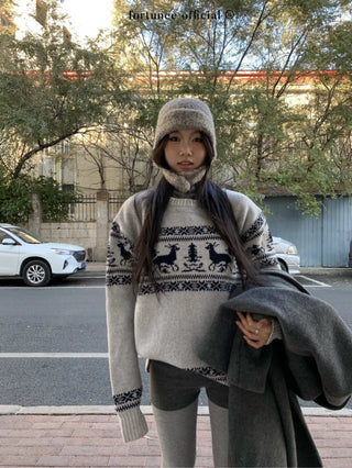 deer jacquard sweater