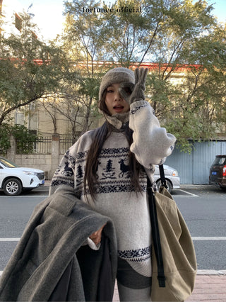 deer jacquard sweater