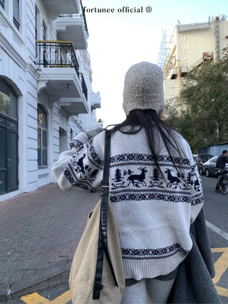 deer jacquard sweater