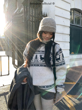 deer jacquard sweater