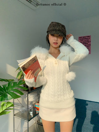 fur hood sweater
