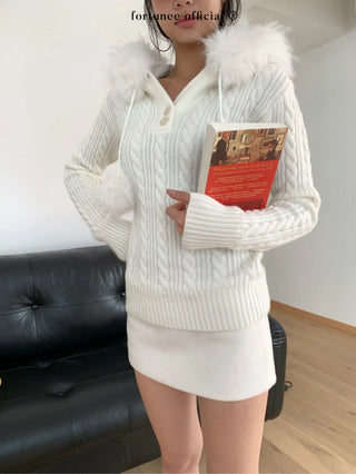 fur hood sweater