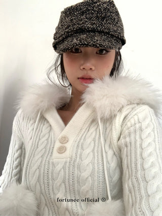 fur hood sweater