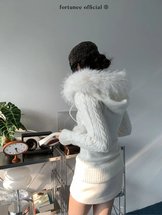 fur hood sweater