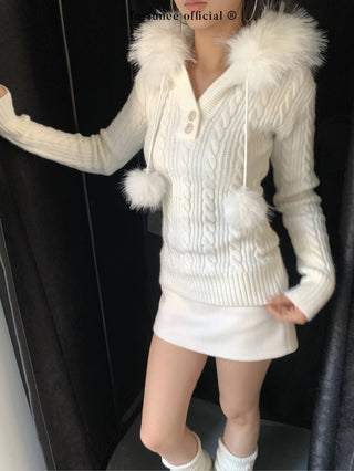 fur hood sweater