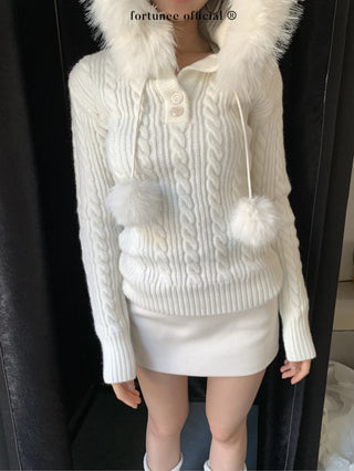 fur hood sweater