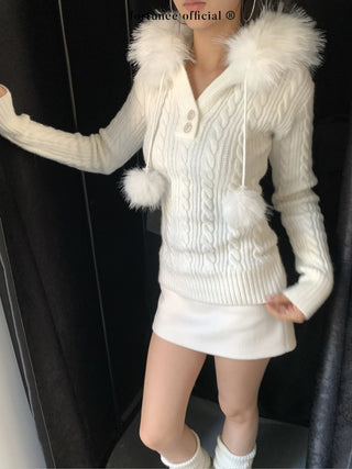 fur hood sweater