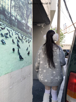 snowflake cardigan coat