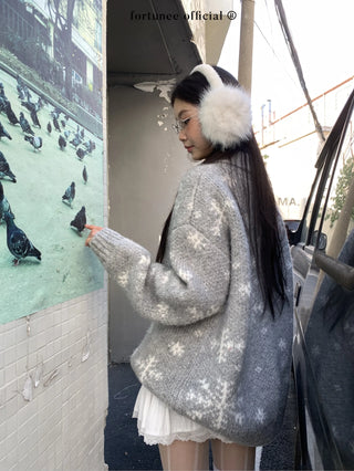 snowflake cardigan coat