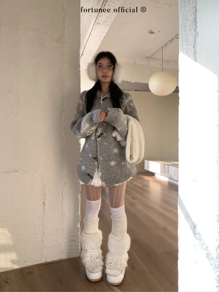 snowflake cardigan coat