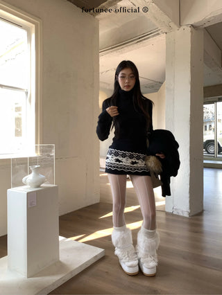 jacquard turtleneck dress