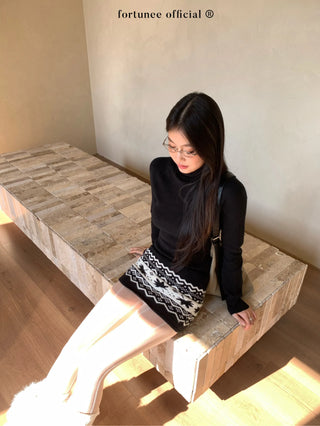 jacquard turtleneck dress