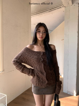 off-shoulder cardigan