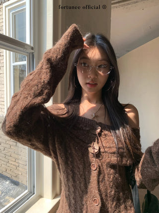 off-shoulder cardigan