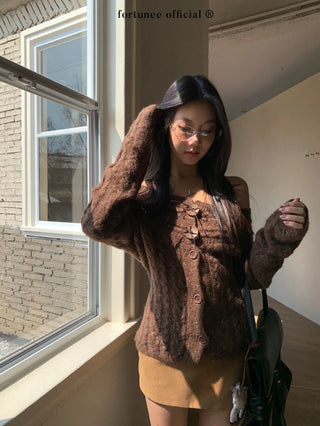 off-shoulder cardigan