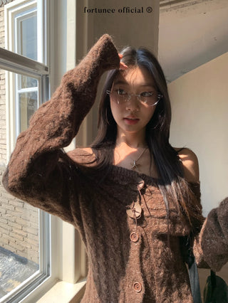 off-shoulder cardigan