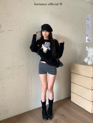 cat jacquard sweater