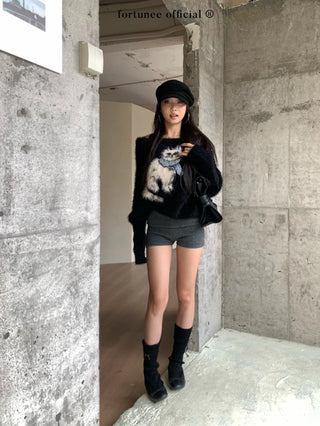 cat jacquard sweater