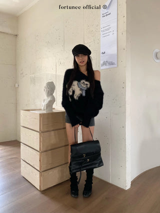 cat jacquard sweater