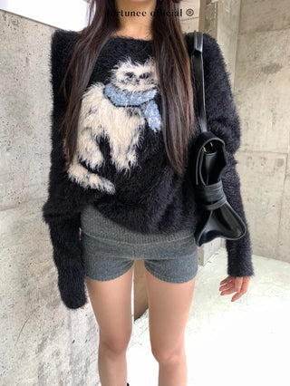 cat jacquard sweater