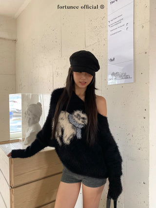 cat jacquard sweater