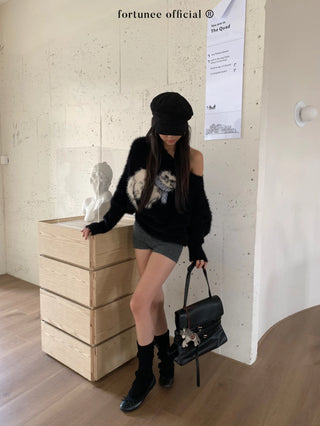 cat jacquard sweater