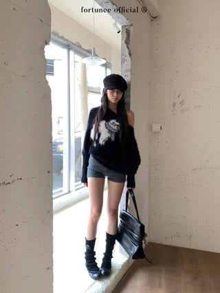 cat jacquard sweater