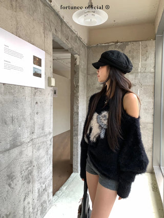 cat jacquard sweater