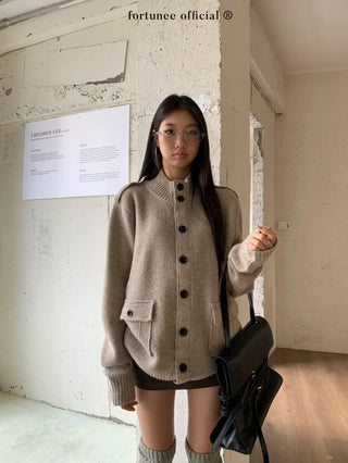 turtleneck cardigan coat