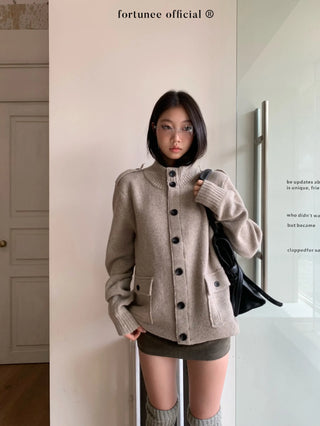 turtleneck cardigan coat