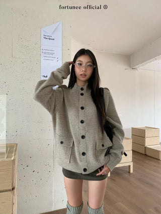 turtleneck cardigan coat