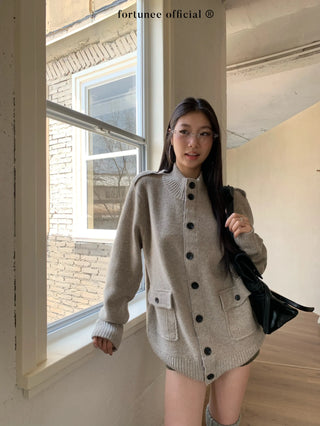 turtleneck cardigan coat