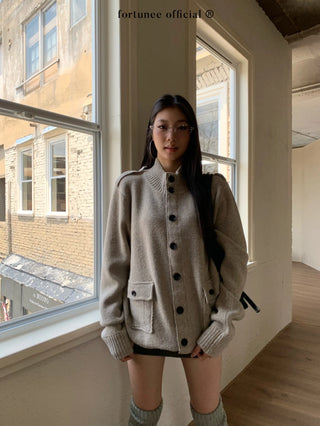 turtleneck cardigan coat