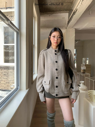 turtleneck cardigan coat