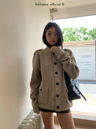 turtleneck cardigan coat