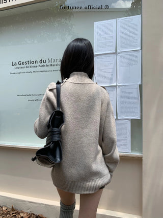 turtleneck cardigan coat