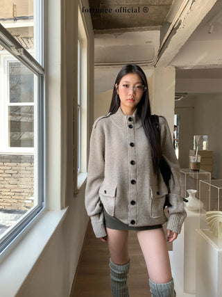 turtleneck cardigan coat