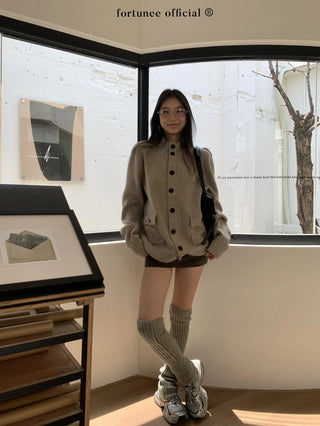 turtleneck cardigan coat