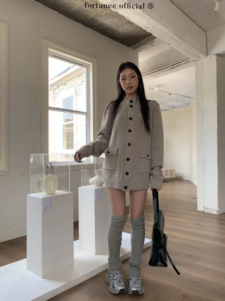 turtleneck cardigan coat